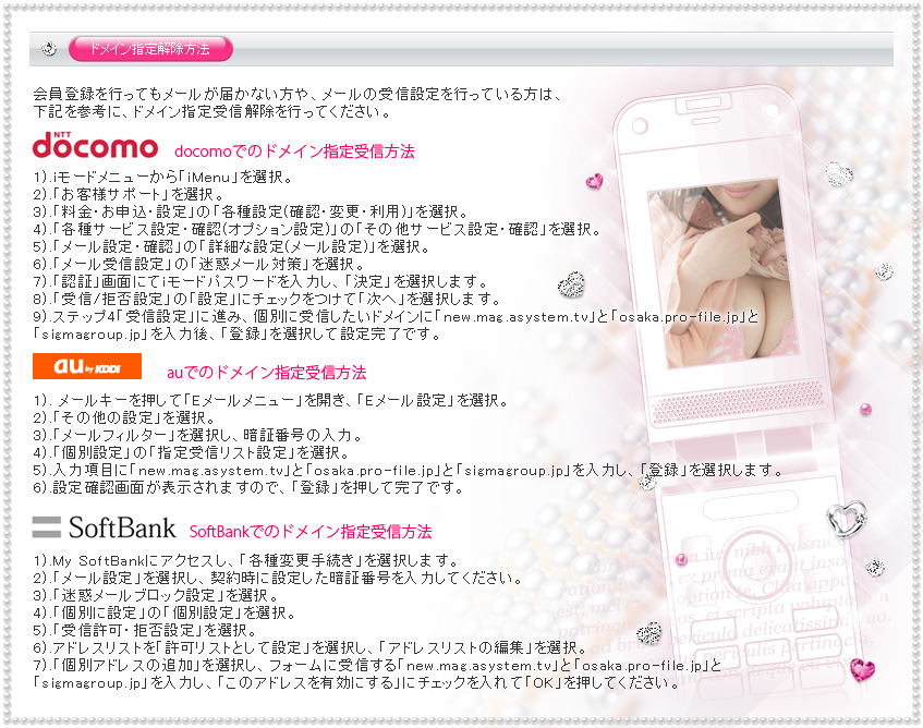 ドメイン指定解除方法